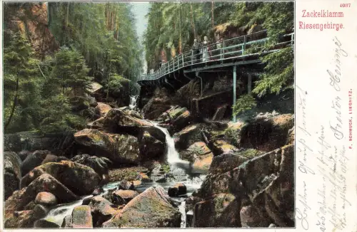 AK Schreiberhau Zackelklamm Schlesien Riesengebirge 1904 gelaufen Postkarte