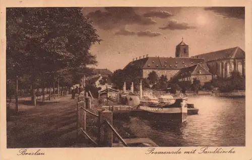 AK Breslau Promenade Sandkirche Schlesien 1931 gelaufen Postkarte