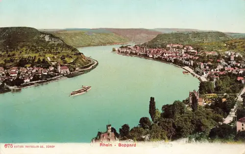 AK Boppard Panorama Rheinansicht Schiff Rheinland-Pfalz 1903 gelaufen Postkarte