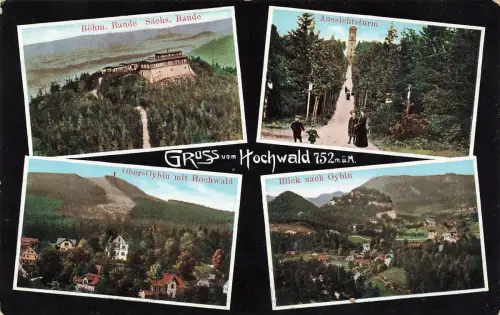 AK Oybin Hochwald Aussichtsturm Böhm. Baude Sachsen Zittauer Gebirge Postkarte