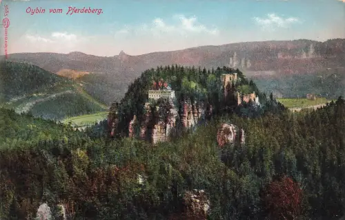 AK Oybin Panorama Burg Oybin Sachsen Zittauer Gebirge ungelaufen Postkarte