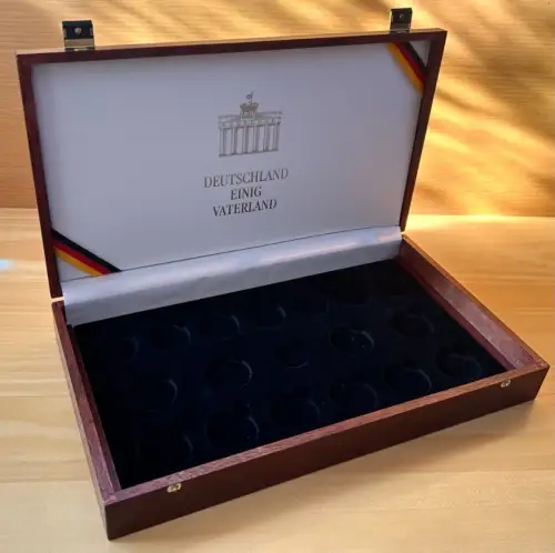 Leer Holz Etui Holzmünzbox für 18 Münzen Deutschland Einig Vaterland