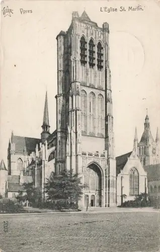 AK Ypres L'Eglise St. Martin Kirche Belgien 1915 gelaufen Feldpostkarte
