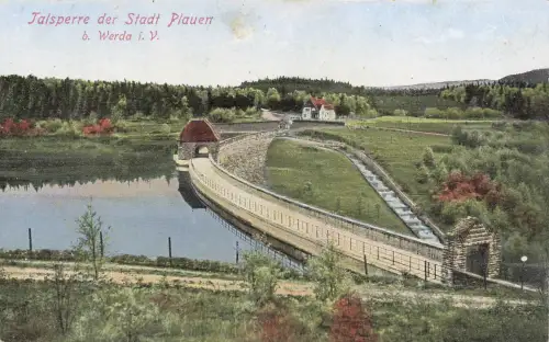 AK Werda Talsperre der Stadt Plauen Sachsen Vogtland ungelaufen Postkarte