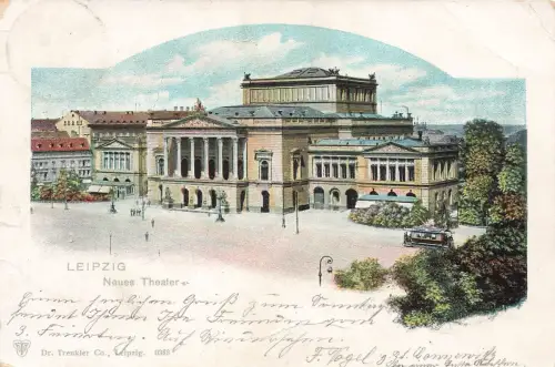 AK Leipzig Neues Theater Sachsen 1901 gelaufen Postkarte