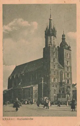 AK Krakau Marienkirche Polen 1943 gelaufen Feldpostkarte