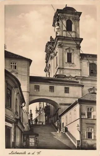 AK Leitmeritz Jesuitenkirche Stiegenaufgang Sudetengau 1942 Feldpostkarte