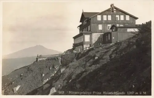 AK Riesengebirge Berghotel Prinz Heinrichbaude Schlesien gelaufen Postkarte