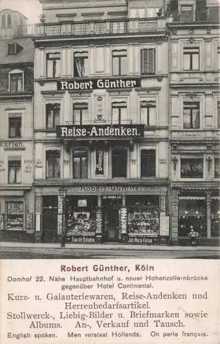 AK Köln Robert Günther Reise Andenken Geschäft Werbekarte Nordrhein-Westfalen
