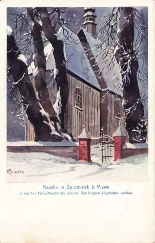 AK Zurominek bei Mlawa Kapelle Feldgottesdienst Polen ungelaufen Postkarte
