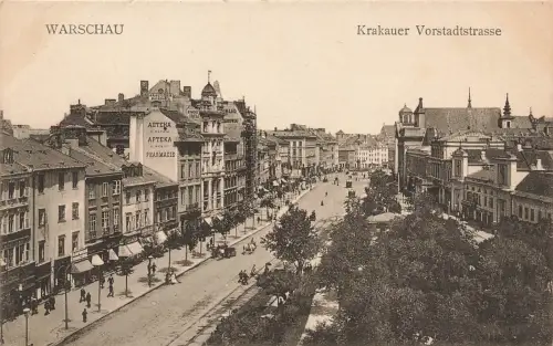 AK Warschau Krakauer Vorstadtstrasse Polen ungelaufen Postkarte