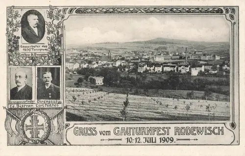 AK Rodewisch Gauturnfest Stadtansicht 1909 Sachsen Vogtland Postkarte