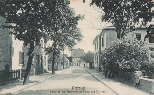 AK Ortrand Elsterwerdaer Straße mit Pfarrhaus Brandenburg 1925 Postkarte