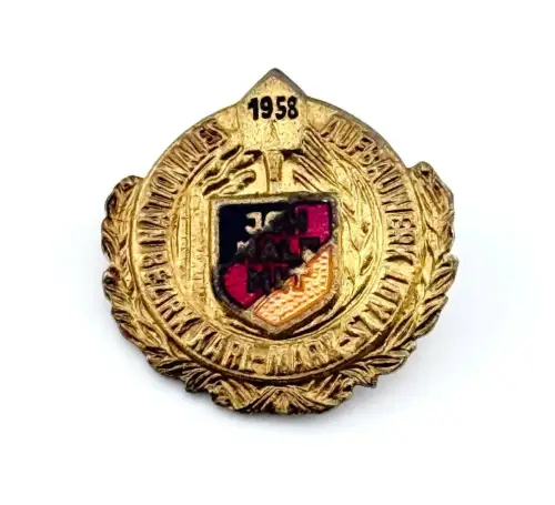 DDR NAW Abzeichen Aufbaunadel Karl-Marx-Stadt in Gold mit Kranz 1958