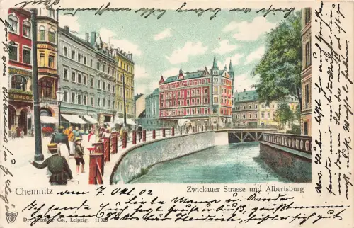 AK Chemnitz Zwickauer Straße Albertsburg Sachsen 1902 gelaufen Postkarte