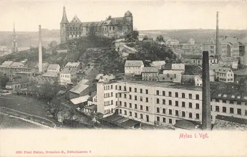 AK Mylau Burg Stadtansicht Sachsen Vogtland ungelaufen Postkarte