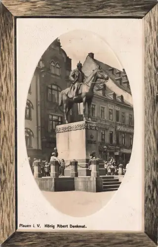 AK Plauen König Albert Denkmal Sachsen Vogtland 1911 Passepartoutpostkarte