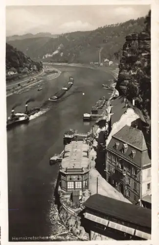 AK Hernskretschen Elbe Dampfschiffe Böhmen Böhmische Schweiz Postkarte