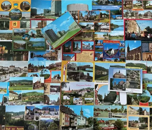 Lot / Konvolut 100 AK Postkarten DDR Deutschland bunt ab 1950