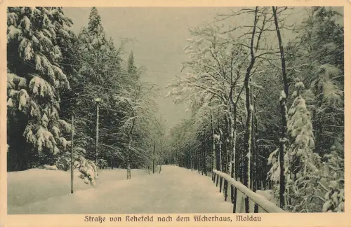 AK Moldau Moldava Straßenansicht Winter Sachsen 1927 gelaufen Postkarte