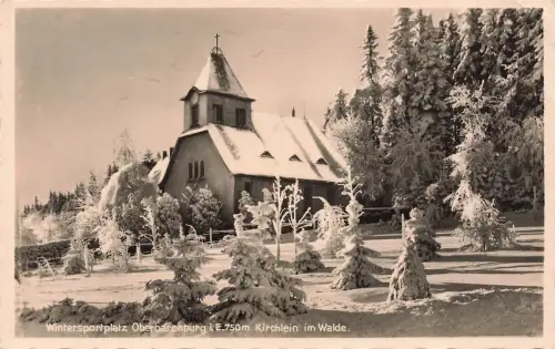 AK Oberbärenburg Kirchlein Wald Schnee Sachsen 1934 gelaufen Postkarte