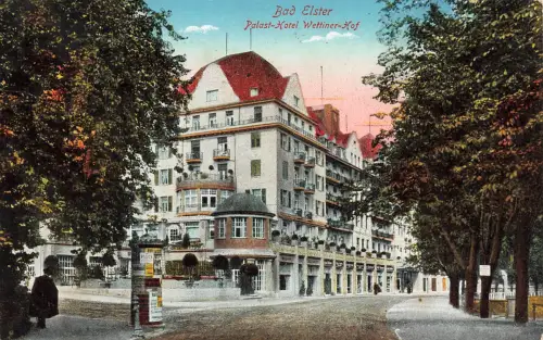 AK Bad Elster Palast Hotel Wettiner Hof Sachsen Vogtland gelaufen Postkarte