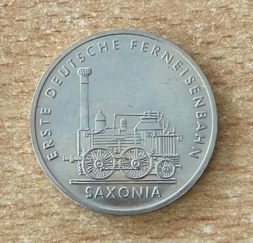 DDR 5 Mark 1988 Ferneisenbahn Saxonia Eisenbahn Zug Gedenkmünze