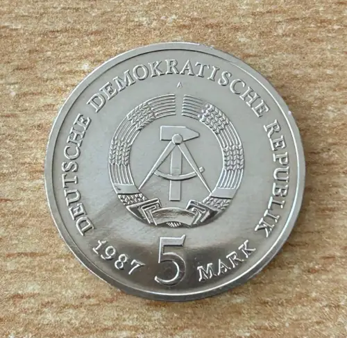 DDR 5 Mark 1987 Rotes Rathaus Berlin Gedenkmünze