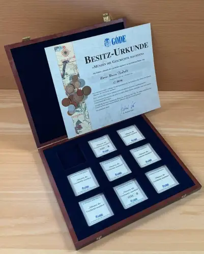 Leer Holz Etui Holzmünzbox für Münzen die Geschichte machten