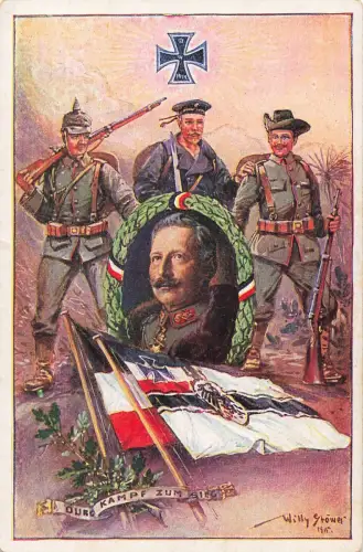 Durch Kampf zum Sieg Portrait Wilhelm II EK2 Willy Stöwer Patriotika AK