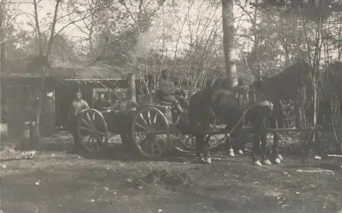 Fotokarte 1.WK Deutsche Soldaten mit Gulaschkanone Apremont-St.Mihiel Frankreich