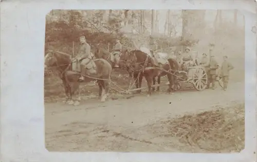 Fotokarte 1.WK Deutsche Sturmsoldat auf Gulaschkanonen Gespann