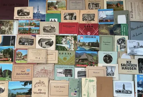 Lot / Konvolut 54 Mini Mappen Leporello Deutschland / Europa ab 1950