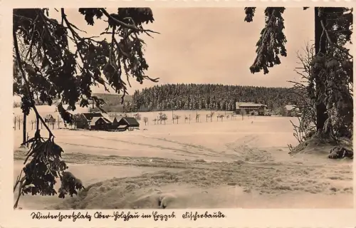 AK Ober-Holzhau Fischerbaude Winteransicht Sachsen Erzgebirge 1943 Feldpostkarte