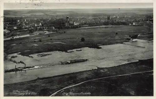 AK Lutherstadt Wittenberg Luftaufnahme Elbe Sachsen-Anhalt 1940 Postkarte