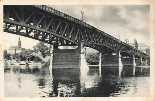 AK Leitmeritz Elbe Brücke Böhmen 1942 gelaufen Feldpostkarte