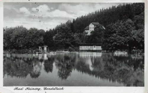 AK Bad Reinerz Gondelteich Böhmen 1942 gelaufen Feldpostkarte