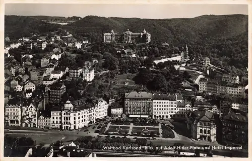 AK Karlsbad Adolf Hitler Platz Hotel Imperial Böhmen 1910 gelaufen Postkarte