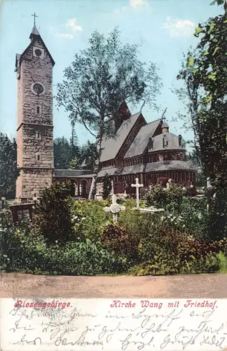 AK Brückenberg Kirche Wang Friedhof Schlesien Riesengebirge 1905 Postkarte