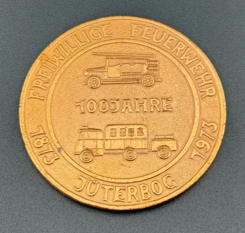 DDR Gedenkmedaille 100 Jahre freiwillig Feuerwehr Jüterbog 1873-1973