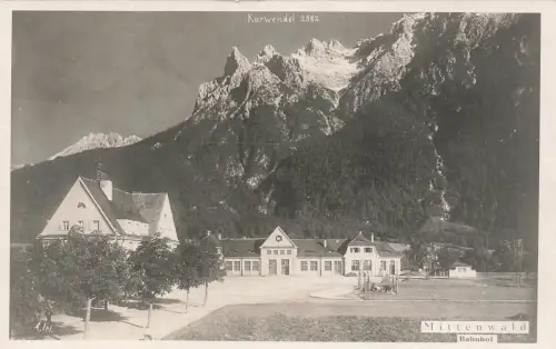 AK Mittenwald Bahnhof Karwendel Gebirge Bayern ungelaufen Postkarte