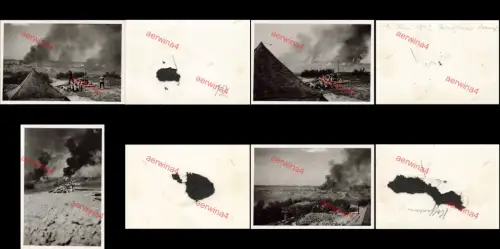 4x Fotos russischer Angriff Turyshkino brennt Leningrad Russland Ostfront