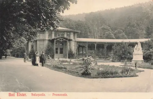 AK Bad Elster Salzquelle Promenade Sachsen Vogtland ungelaufen Postkarte