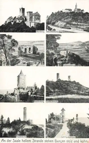 AK Burgen an der Saale Collage Sachsen-Anhalt Thüringen ungelaufen Postkarte