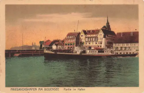 AK Friedrichshafen Bodensee Hafen Dampfer Baden-Württemberg ungelaufen Postkarte