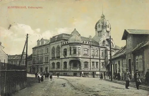 AK Klostergrab Hrob Rathausplatz Sudeten gelaufen Postkarte