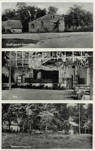 AK Neumühle Gasthaus Saal Gesellschaftsgarten Niederschlesien 1939 Postkarte