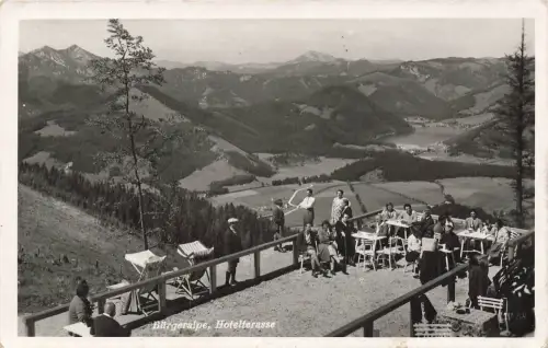 AK Mariazell Bürgeralpe Hotelterasse Österreich 1941 gelaufen Feldpostkarte