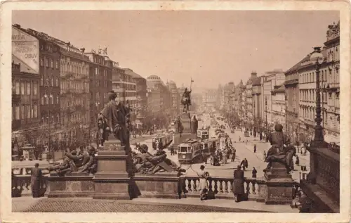 AK Prag Praha Wenzelsplatz Böhmen 1939 gelaufen Feldpostkarte