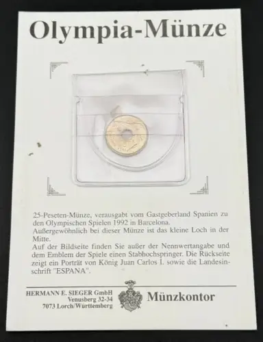25 Peseten Spanien Olympische Spiele 1992 Stabhochspringer